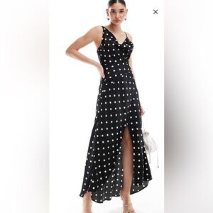 Black and White Polka Dot Slip Maxi Dress